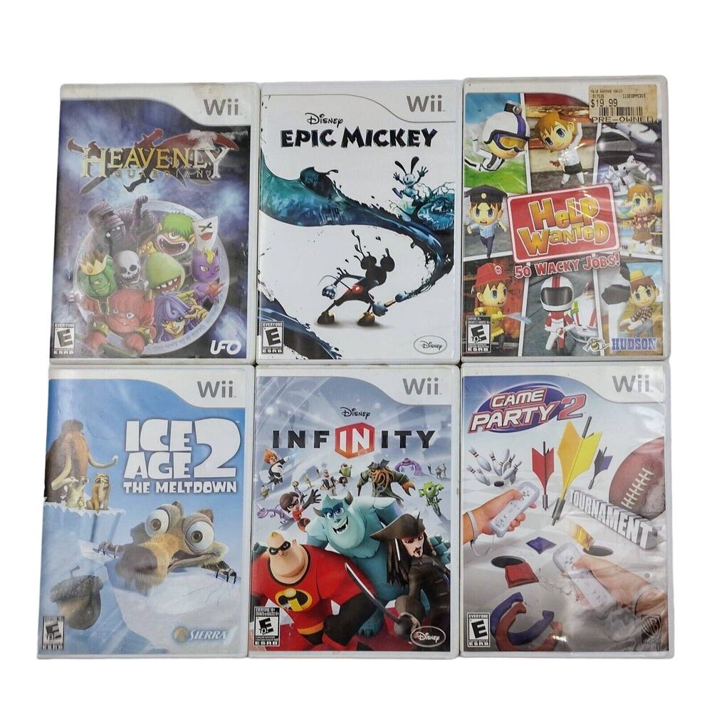 Wii 6 Game Lot Heavenly Guardian Epic Mickey Ice Age Disney Infinity Help Wanted